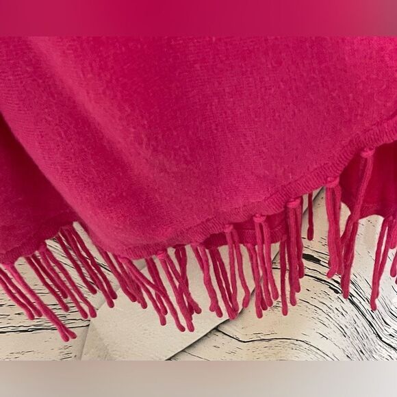 NY Collection Sweater Cowl Neck Fringe Tunic Pink M - Picture 5 of 8